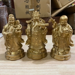 Tượng Phúc Lộc Thọ bằng bột đá màu đồng cầu bình an tài lộc cao 36cm đẹp bền rẻ ( bộ tam đa )