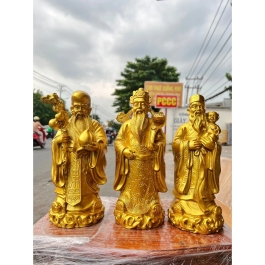 Tượng Phúc Lộc Thọ bằng bột đá cầu bình an tài lộc cao 29cm