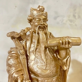 Tượng Phúc Lộc Thọ bằng bột đá màu đồng cầu bình an tài lộc cao 27cm