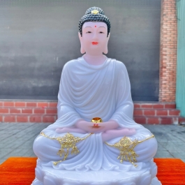 [12inch] Tượng Phật Bổn Sư Thích Ca Mâu Ni bằng đá nhập khẩu cao cấp  cao 31cm –màu trắng 