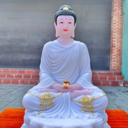 [12inch] Tượng Phật Bổn Sư Thích Ca Mâu Ni bằng đá nhập khẩu cao cấp  cao 31cm –màu trắng 