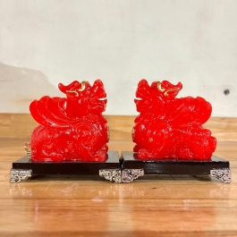 Cặp Tỳ Hưu phong thủy chiêu tài hút lộc cao 10cm – (đỏ, xanh)