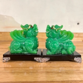 Cặp Tỳ Hưu phong thủy chiêu tài hút lộc cao 10cm – (đỏ, xanh)