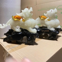 Cặp Tỳ Hưu phong thủy chiêu tài hút lộc cao 20cm – trắng