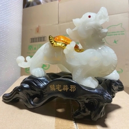 Cặp Tỳ Hưu phong thủy chiêu tài hút lộc cao 20cm – trắng