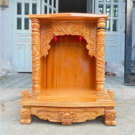 Bàn thờ thần tài thổ địa gỗ gõ đỏ quỳ trụ ngang 60cm x cao 76cm