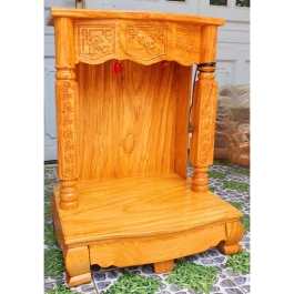 Bàn thờ Thần Tài Thổ Địa gỗ gõ đỏ cột vuông Ngang 50cm x cao 68cm – Loại tốt 