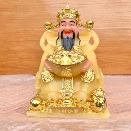 [ 12inch ] Tượng Thần Tiền Chiêu Tài Lộc mẫu Phú Quý hàng nhập khẩu cao 30 cm màu vàng thạch anh