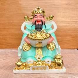 [ 12inch ] Tượng Thần Tiền Chiêu Tài Lộc mẫu Phú Quý hàng nhập khẩu Đài Loan cao 30 cm màu xanh ngọc