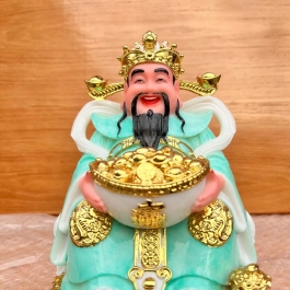 [ 12inch ] Tượng Thần Tiền Chiêu Tài Lộc mẫu Phú Quý hàng nhập khẩu Đài Loan cao 30 cm màu xanh ngọc