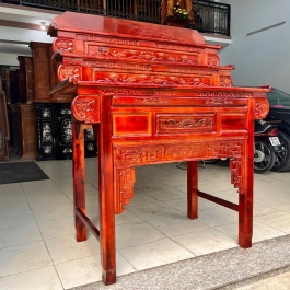 Bàn thờ gia tiên gỗ tràm bông vàng 3 tầng - cỡ 1m27