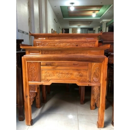 Bàn thờ gia tiên gỗ tràm bông vàng ,bàn mẹ bồng con  1m47