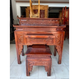 Bàn thờ gia tiên gỗ tràm bông vàng ,bàn mẹ bồng con  1m47