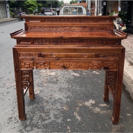 Bàn thờ gia tiên gỗ tràm bông vàng 2 tầng ,bàn mẹ bồng con 4 cỡ: 1m27