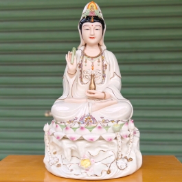 Tượng Quan Thế Âm Bồ Tát bằng sứ Đức Hóa 3 kích cỡ, 12inch, 14inch, 16inch – A6