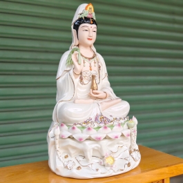 Tượng Quan Thế Âm Bồ Tát bằng sứ Đức Hóa 3 kích cỡ, 12inch, 14inch, 16inch – A6