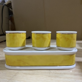 Chum nước, áng nước thờ sứ họa tiết đá hoa cương Ngang 17cm x Cao 8cm - Vàng