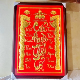 [48x68] Cửu huyền thất tổ mạ vàng 24 K cao cấp 48cm x 68cm, Khung gỗ cao cấp - có đèn