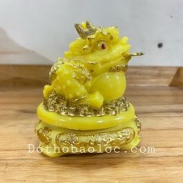 Cóc Ngậm Tiền Vàng Phong Thủy Cao 13,5cm - Màu Vàng (Đế xoay được)