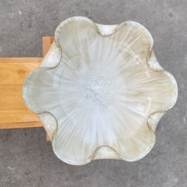 Bát thả bông có đế bát tụ lộc “ Minh đường tụ thủy” men đá Bát Tràng - Màu Trắng - Ngang 17cm