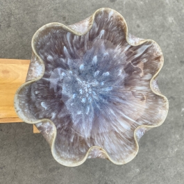 Bát thả bông có đế bát tụ lộc “ Minh đường tụ thủy” men đá Bát Tràng - Màu đỏ - Ngang 17cm