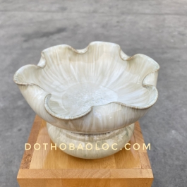 Bát thả bông  bát tụ lộc “ Minh đường tụ thủy” men đá Bát Tràng - Màu Trắng - Ngang 30cm