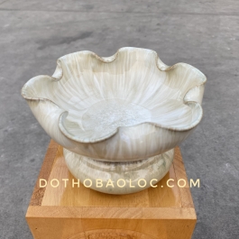 Bát thả bông  bát tụ lộc “ Minh đường tụ thủy” men đá Bát Tràng - Màu Trắng - Ngang 30cm