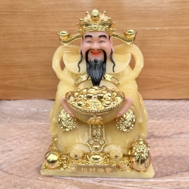 [ 12inch ] Tượng Thần Tiền Chiêu Tài Lộc mẫu Phú Quý hàng nhập khẩu cao 30 cm màu vàng thạch anh (1)