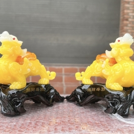 [6inch] Cặp Tỳ Hưu Phong Thủy Chiêu Tài Hút Lộc - Màu Vàng - Cao 16cm