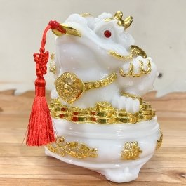 Cóc phong thủy, Thiềm Thừ để trên bàn thờ Thần Tài chiêu tài hút lộc – Trắng cỡ trung