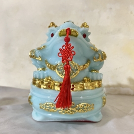 Cóc phong thủy, Thiềm Thừ để trên bàn thờ Thần Tài chiêu tài hút lộc cao 14.5cm - xanh
