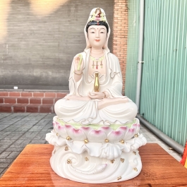 Tượng Quan Âm ngồi Đài Sen Sứ Đức Hóa Cao Cấp hàng nhập khẩu Cao 29cm
