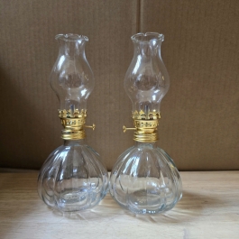 Đèn dầu chân thủy tinh tròn cao 18cm