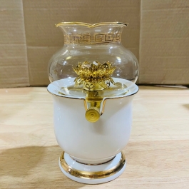 Đèn dầu sứ trắng men đá hoa cương cao cấp nhập khẩu cao 16cm 