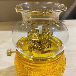 Đèn dầu thờ pha lê lưu ly hoa sen cao 16cm - 2 màu (trắng, vàng)