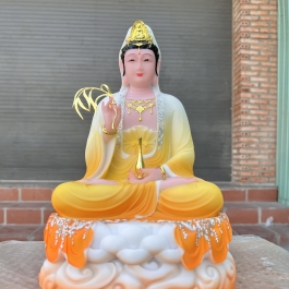 Tượng Quan Âm ngồi đài sen đá Việt Nam cao cấp cao 30cm – Màu Vàng