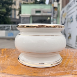 Bát nhang sứ họa tiết Đá Hoa Cương Cao 11.5cm Ngang 13.5cm - Màu Trắng