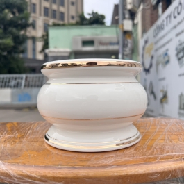 Bát nhang sứ họa tiết Đá Hoa Cương Cao 8cm Ngang 10cm - Màu Trắng