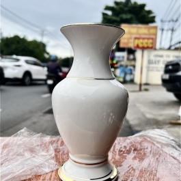 Bình hoa thờ cúng sứ họa tiết Đá Hoa Cương cao 30cm ngang 13cm – Màu Trắng