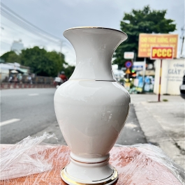 Bình hoa thờ cúng sứ họa tiết Đá Hoa Cương cao 20cm ngang 9cm – Màu Trắng