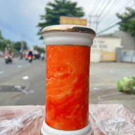 Ống đựng nhang họa tiết Đá Hoa Cương - Màu Đỏ Cao 17,5cm