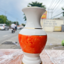 Bình hoa thờ cúng sứ họa tiết đá hoa cương Cao 22cm Ngang 10cm - Đá hoa cương màu Đỏ