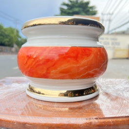 Bát nhang sứ họa tiết Đá Hoa Cương cao 13cm ngang 16cm  - Màu Đỏ 