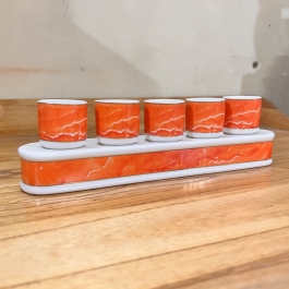 Chum nước, áng nước sứ họa tiết Đá Hoa Cương bộ 5 ly – Màu Đỏ