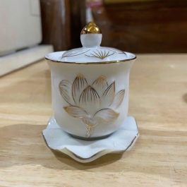 Hũ đựng muối gạo sứ trắng bạch ngọc cao 11cm ngang 9cm 