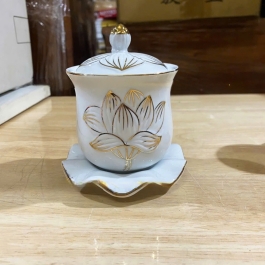 Hũ đựng muối gạo sứ trắng bạch ngọc cao 8cm ngang 7cm