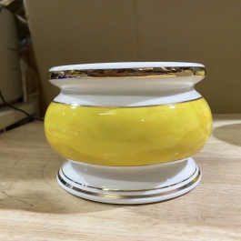 Bát nhang sứ họa tiết Đá Hoa Cương cao 9cm ngang 11cm - Màu Vàng