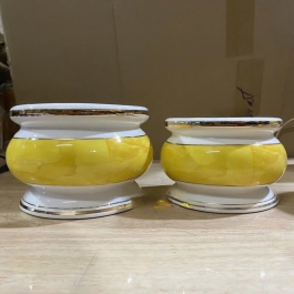 Bát nhang sứ họa tiết Đá Hoa Cương cao 8cm ngang 10cm - Màu Vàng