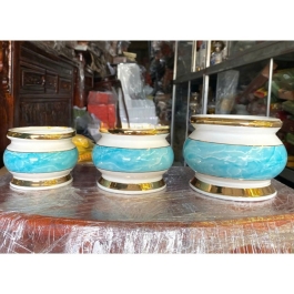 Bát Nhang Sứ Họa Tiết Đá Hoa Cương cao 9cm ngang 11cm - Màu Xanh 