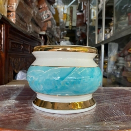 Bát Nhang Sứ Họa Tiết Đá Hoa Cương cao 11.5cm ngang 13cm - Màu Xanh 